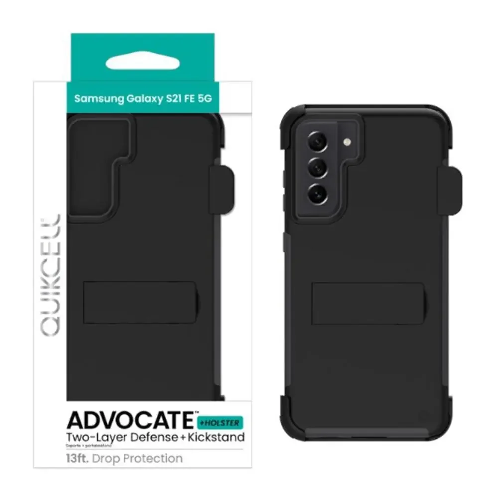 New Samsung Galaxy S21 FE/FE 5G ADVOCATE + HOLSTER Kickstand Case – STEEL BLACK